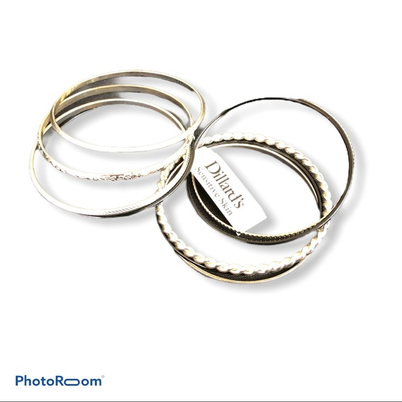 Set of 8 Silver Bangle Bracelets NWT - Picture 4 of 4